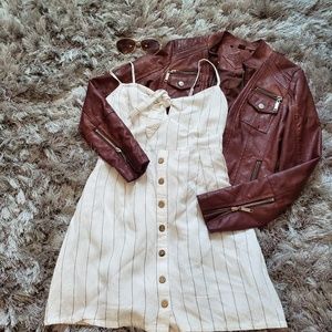 Striped linen mini dress